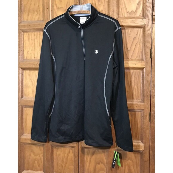 New IZOD Golf1 Quarter Zip Mock Neck Mens Size  XL Black Long Sleeve Sun Control - Picture 1 of 12